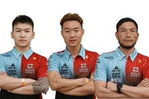 The Kove factory riders, from left to right: Sunier Sunier, Deng Liansong, Fang Minji. Photo: ASO