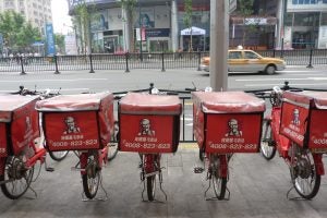The Colonel delivers by electric bicycle in Shanghai. Photo: The Bear