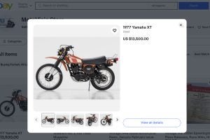 eBay seller trel25 appears ready to really make some coin on this deal for a barely-ridden OG XT500. Image: eBay screenshot