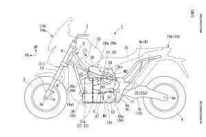 Honda's patent show a complicated hybrid powertrain in an adventure touring motorcycle.